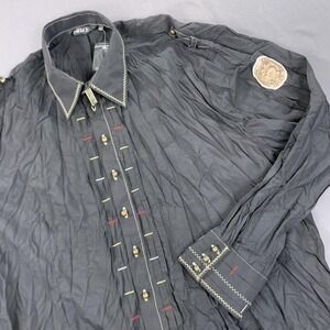 Inserch Shirt Mens 3XL Black 7746B Embroidered Long Sleeve Button Up New Tags